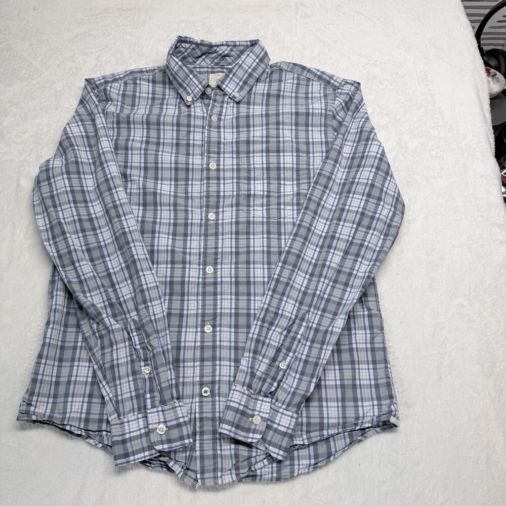 Men’s Gap Lived In Blue Plaid Long Sleeve Button Down Size Medium
